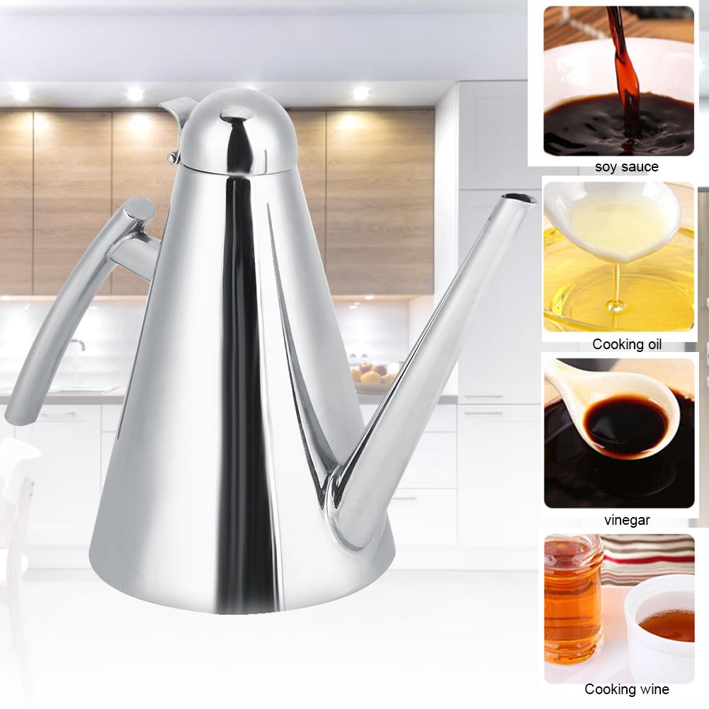 500ml Stainless Steel Oil Pot Dispenser Sauce Vinegar Can Bottle Storage Pot Kitchen Accessories