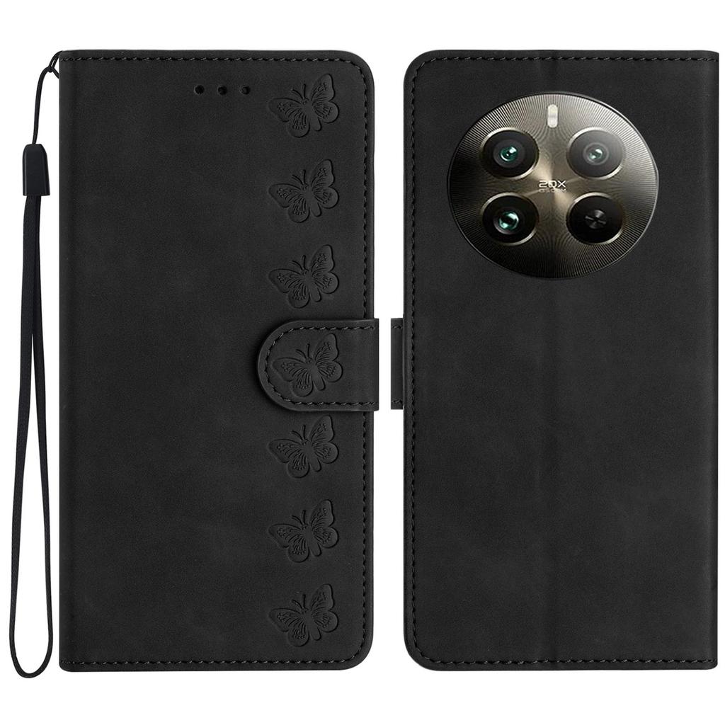 For Realme 12 4G/12+ 5G Case Imprinted Butterfly Leather Wallet Phone Cover