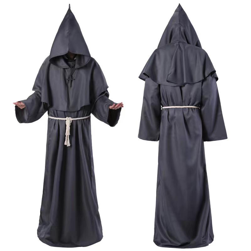 Halloween Medieval Monk Wizard Cloak with Hood