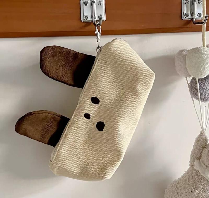Dog Pencil Case Large Capacity Pen Organizers Storage Bag Canvas Pencil Pouches Travel Cosmetic Bag for School Office