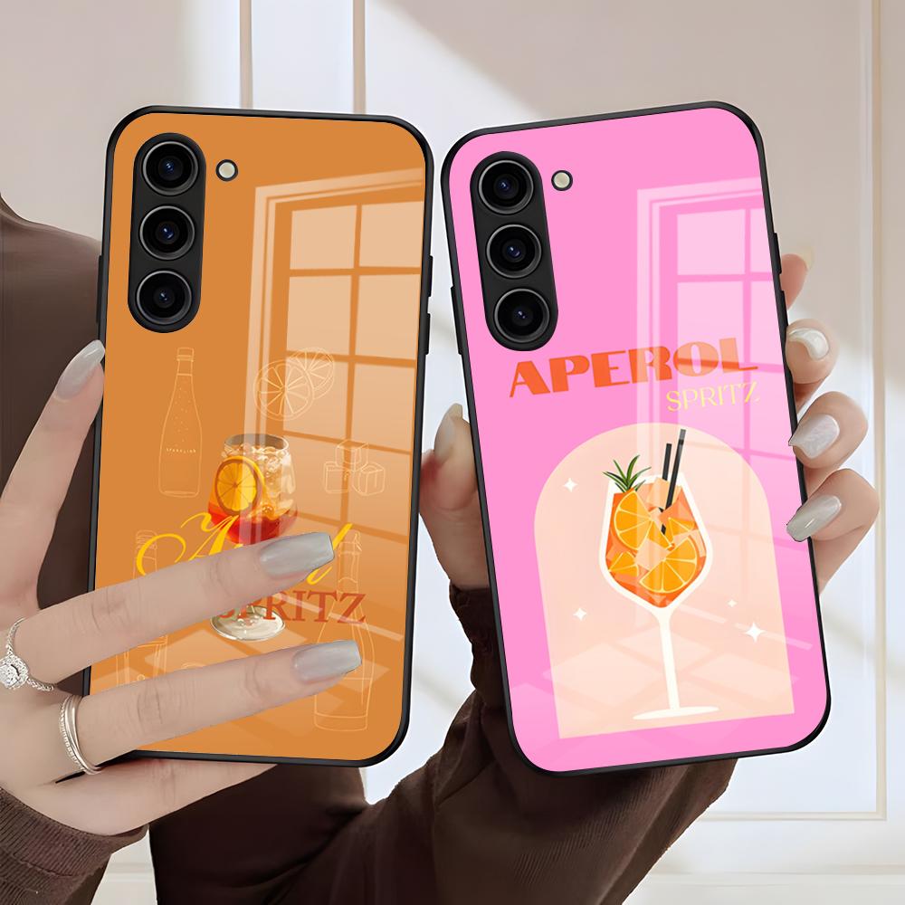 A-Aperol S-Spritz Pouzdro na telefon Pro Samsung S26 S25 Edge S24 S23 S22 S21 S20 Ultra Plus FE Skleněný kryt