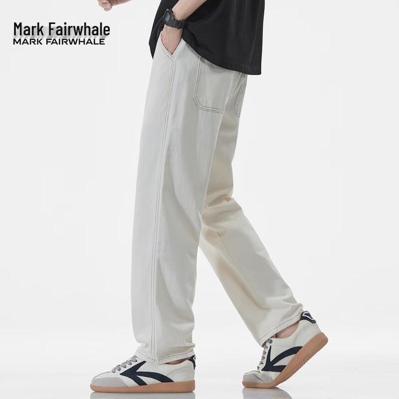 Mark Fairwhale Men's White Straight Loose Jeans