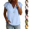 Women's Loose-Fit, Stylish, And Casual Short-Sleeve Top With Lace-Paneled V-Neck
