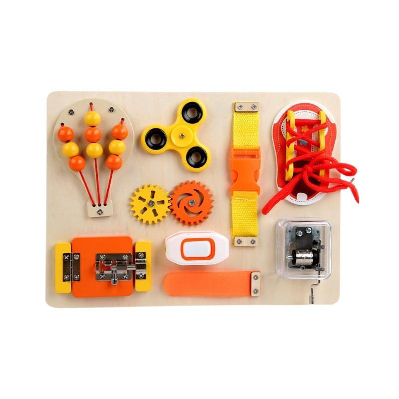 Box Wooden Music Fingertip Gyro Safety Buckle Game Board Children Toy Puzzle