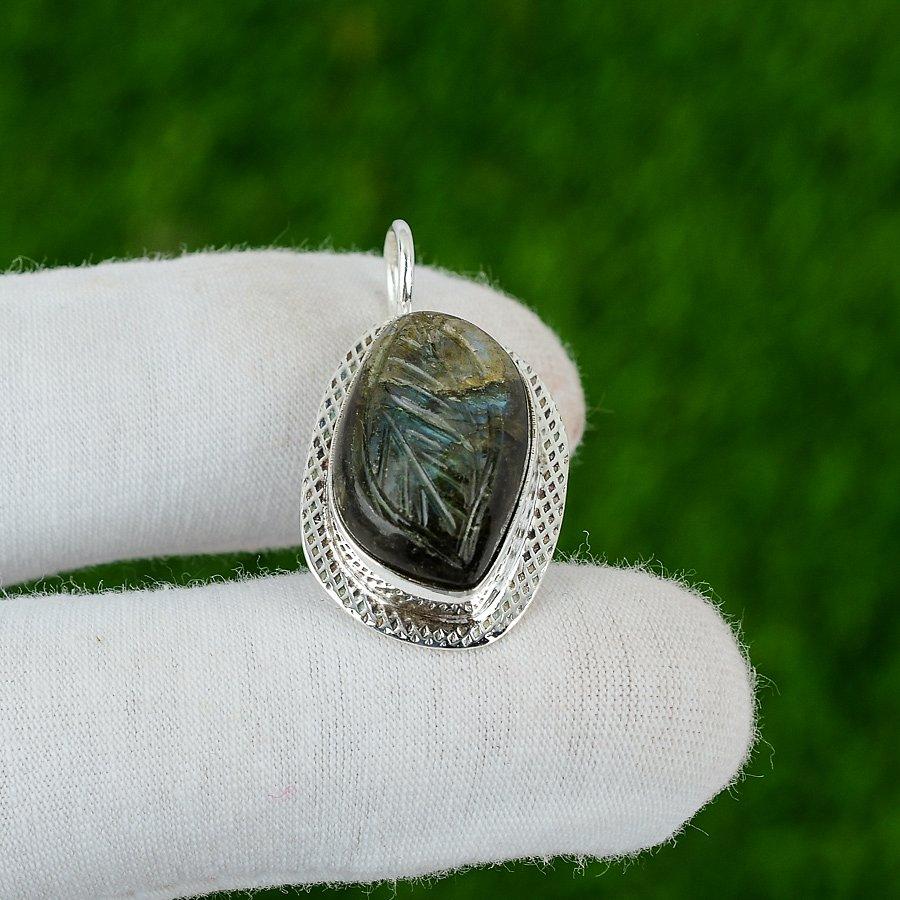 Birthday Gift For Her Natural Labradorite Gemstone Pendant 925 Sterling Silver