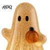 Halloween Night Light Cracked Ghost Figurine Light, Table Centerpiece, LED Light-up Spooky Bedroom Holding Pumpkin Ornament for Home Mantel Decorative
