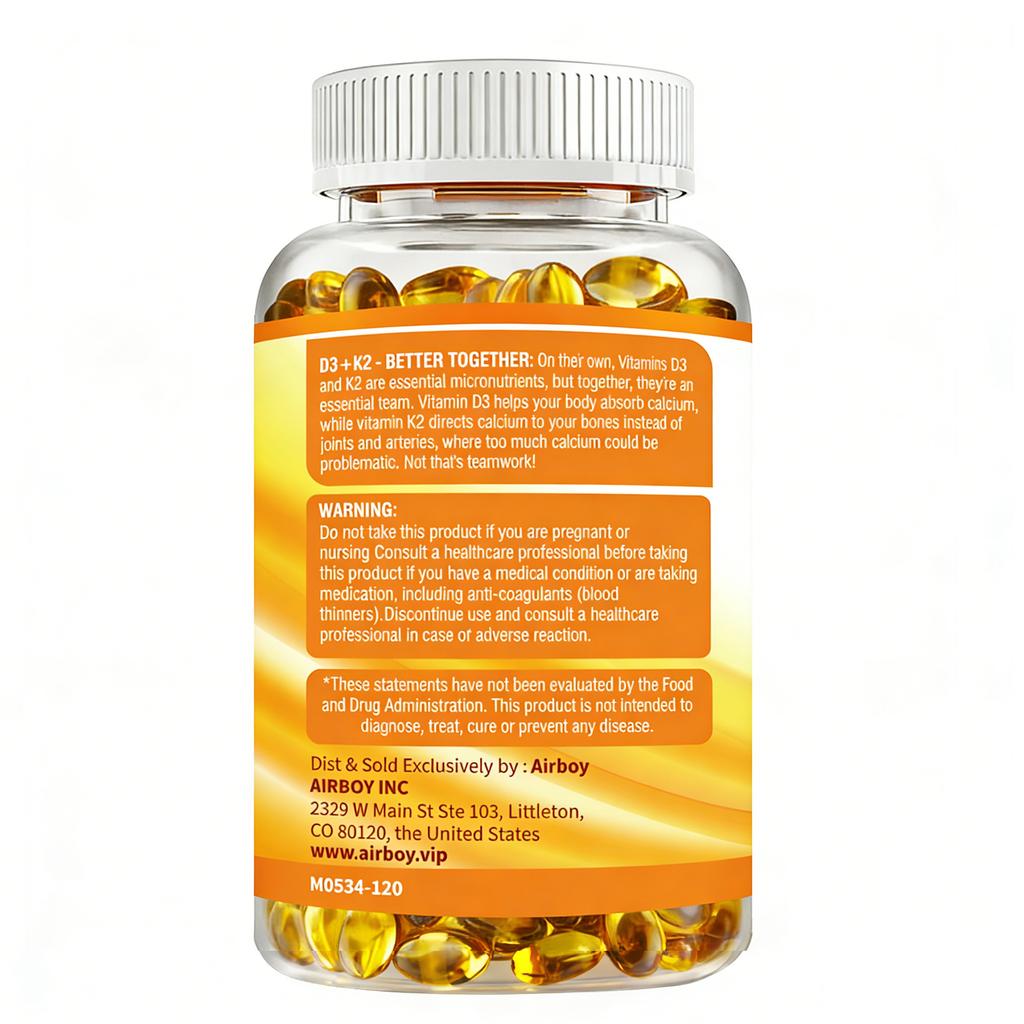 Vitamin D3 + K2 - Coconut Oil - Bone & Joint Health,Immune and Metabolic Support