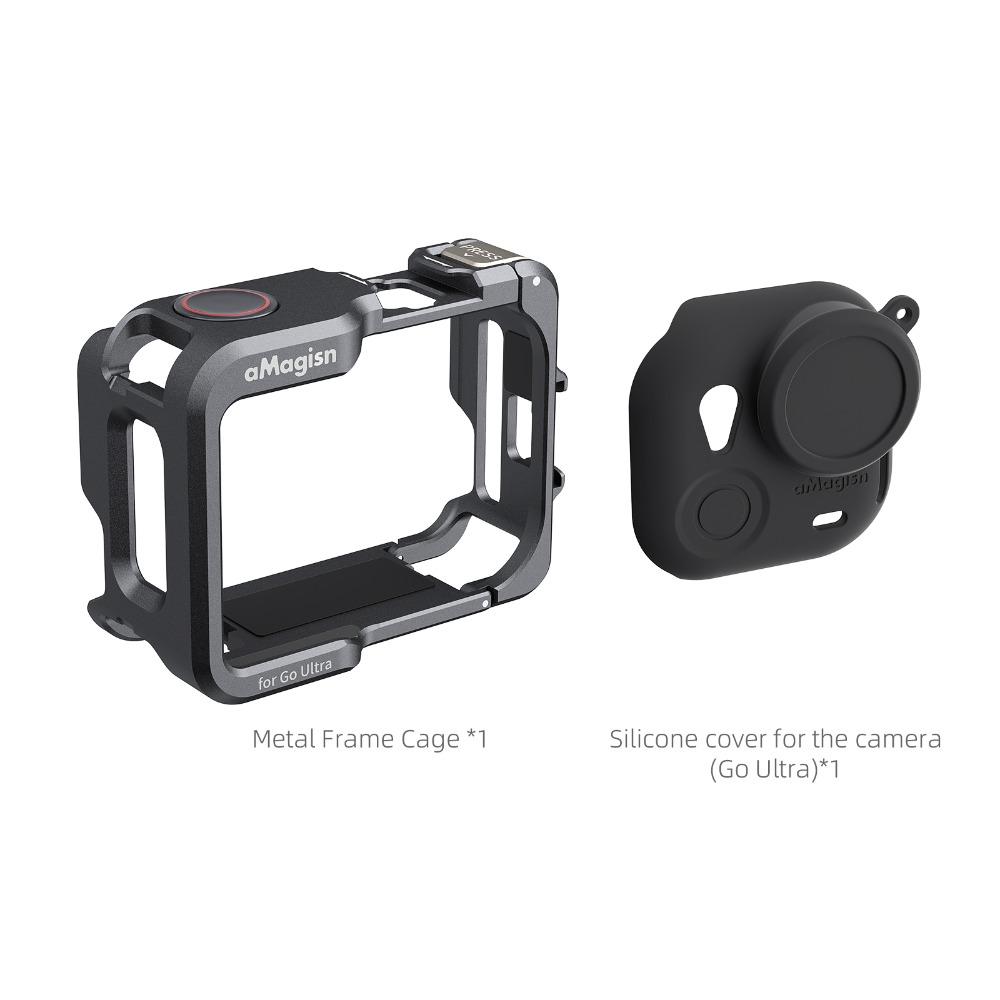 

Aluminium Alloy Protective Frame Case with Lens Cap Quick Release Metal Rabbit Cage Lightweight for Insta360 Go Ultra