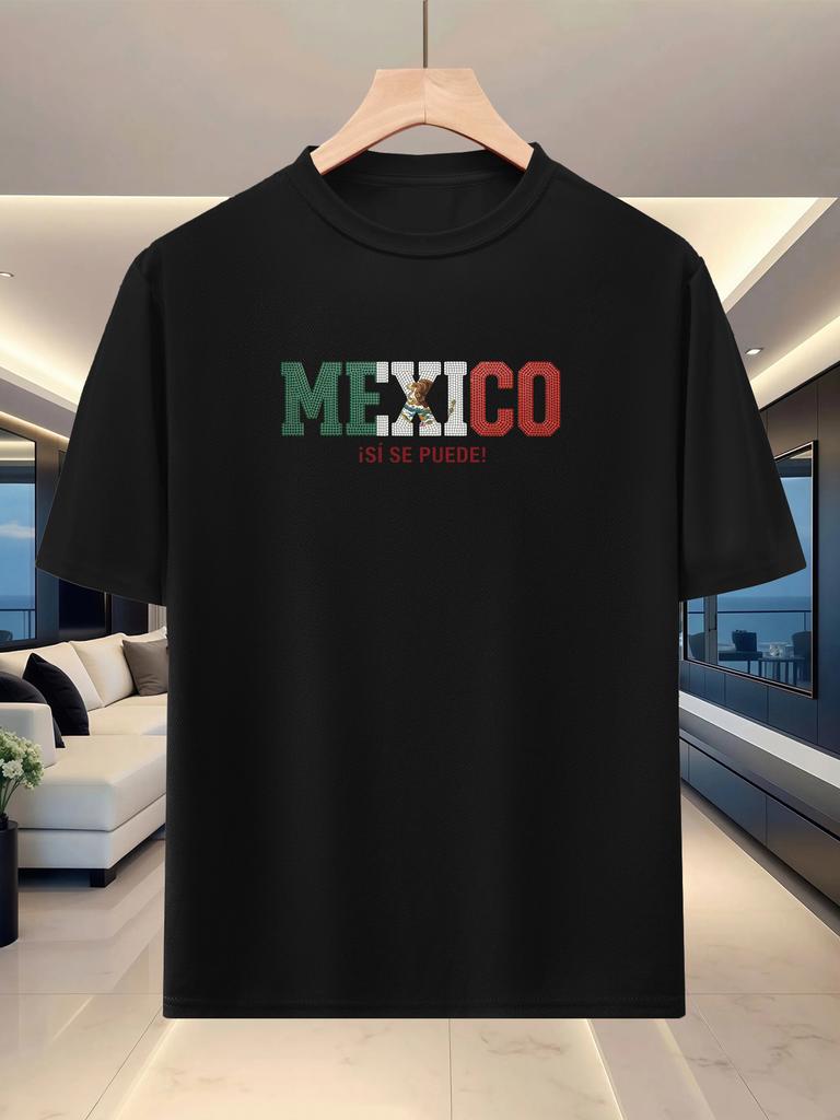 Unisexs Summer Roundneck Shortsleeve Casual Sportswear National English Theme Series Printed Tshirt Mexico