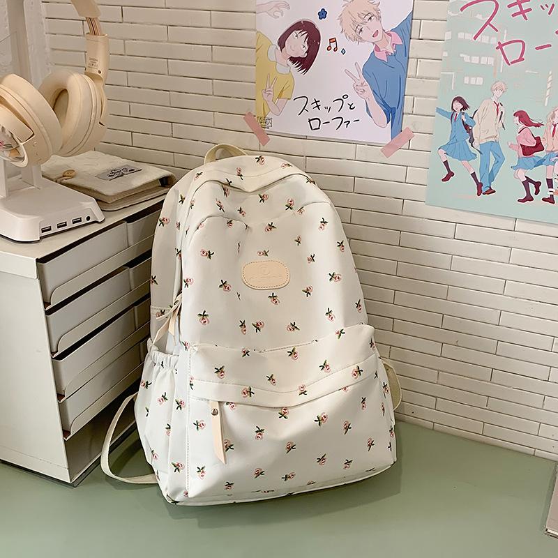 New backpack female Korean college student small floral literary and art style school bag ins college style casual backpack