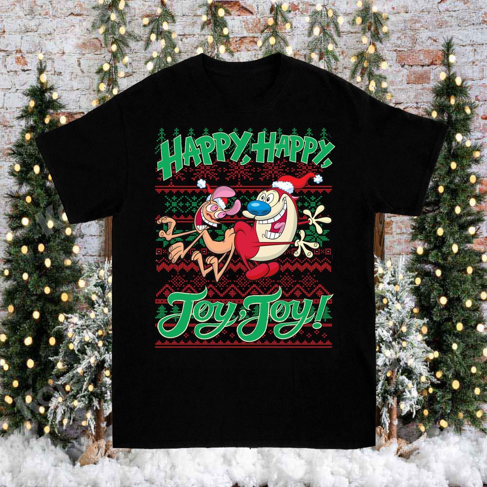 

Ren et Stimpy Noel Happy, Happy, Joy Ugly T-Shirt Cotton Tee All Sizes YI1165 Unisex T-Shirt XXXXL