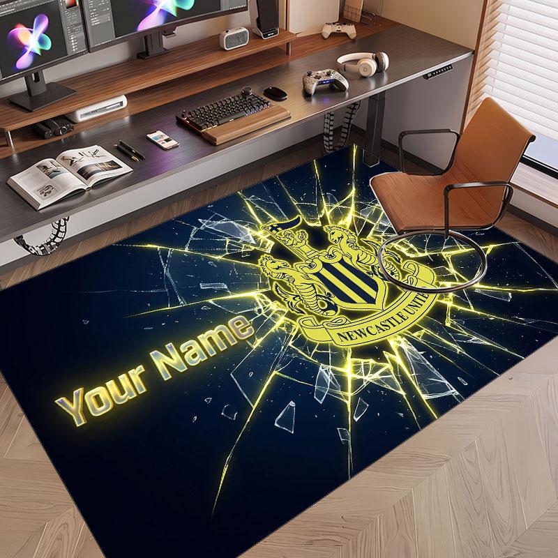 Custom Rug Newcastle United FC Pattern Print Name Text Soft Non‑Slip Floor Carpet for Home Indoor Decoration
