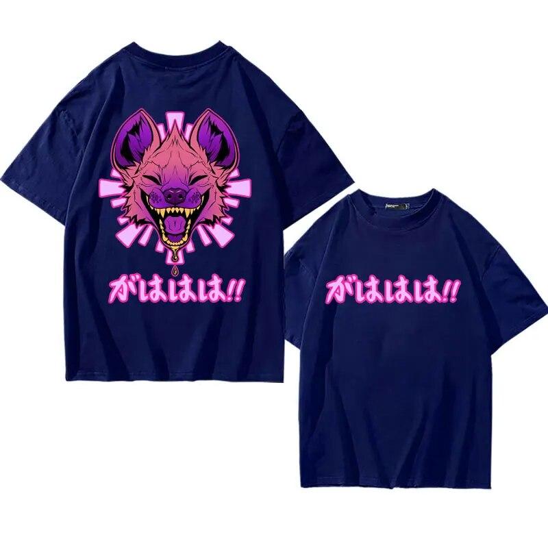 Anime Vaporwave Hyena Print T-shirt GAHAHA Furry Wildlife Safari T Shirt Unisex Women Harajuku Gothic Oversized T-shirts Streetwear