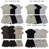 Unisex Streetwear Bomuld T-shirt Med Dobbelt Række Bogtryk Rund Hals Kort Ærme Løstsiddende