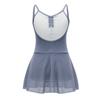 Girls Ballet Dance Dress Ruched Backless V Neck Suspenders Solid Color Exam Costume