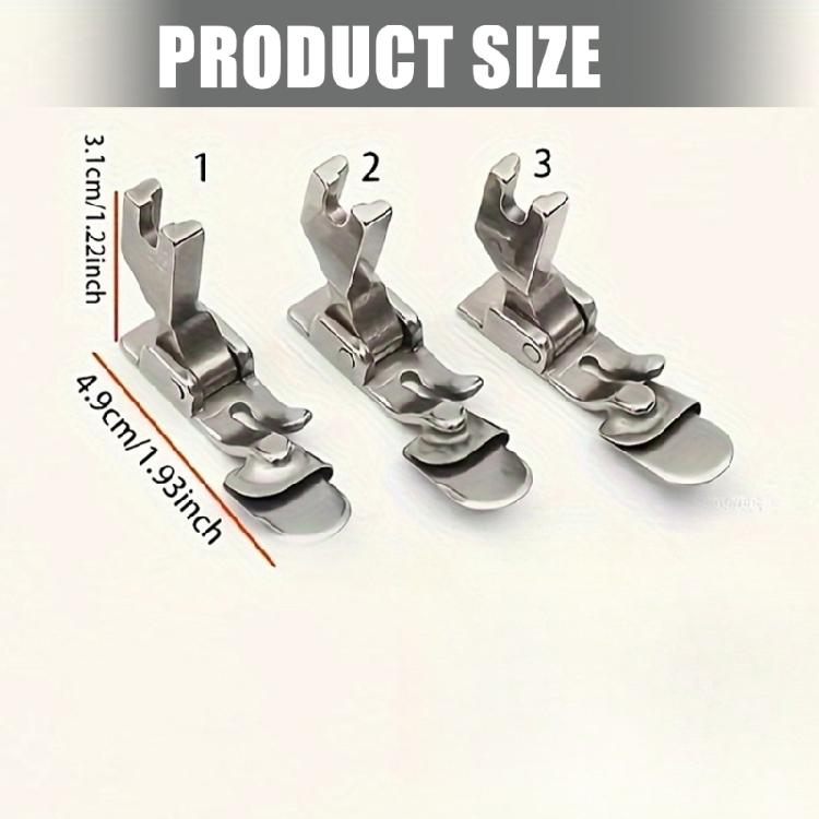 Set of 3 Hemming Guide Presser Feet No Iron Margin Finishing Attachment Strong Metal Sewing Machine Part