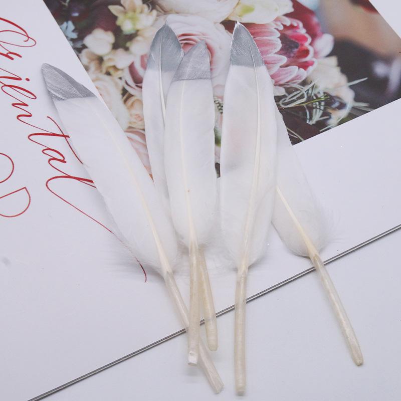 Kleines gerades Messer Farbverlauf Zweifarbig Feder Gänsefeder DIY Schmuckzubehör Kunsthandwerk Dekoration Handgemachte Materialien