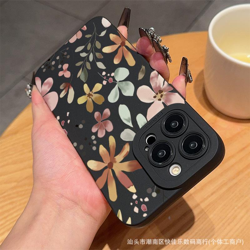 Simple Painted Flowers 17iPhone16 Apple 15promax Mobile Phone Case 11/12/13/14 Japan and Korea XS/XR