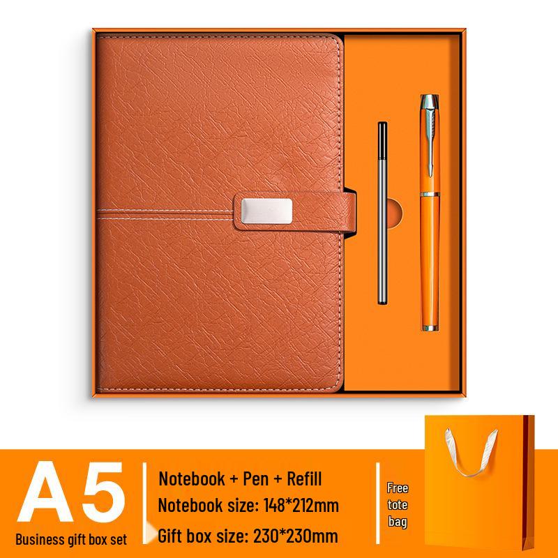 A5 Premium Geschenkset: Personalisierter Geschäftsnotizblock/Besprechungsprotokollant mit individuellem Logo.