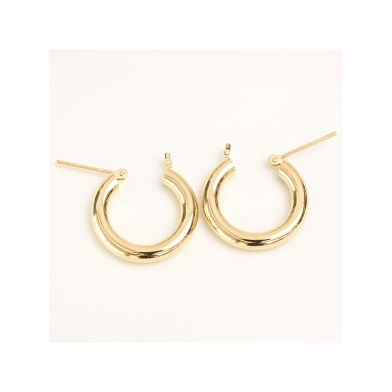 [Jewelry Excellente] K18YG hoop earrings 3.0mm×17mm ring hoop earrings (K18 yellow gold)