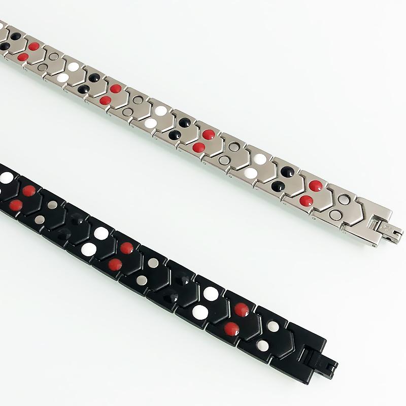 Schwarz Gold Farbe Edelstahl Metall Hand Kette herren Armband & Armreif 4 In 1 Bio Magnetische Armband Männlichen Schmuck