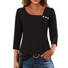 3/4 Sleeve Shirts For Women  Tees Blouses Casual Plus Size Basic Tops Pullover