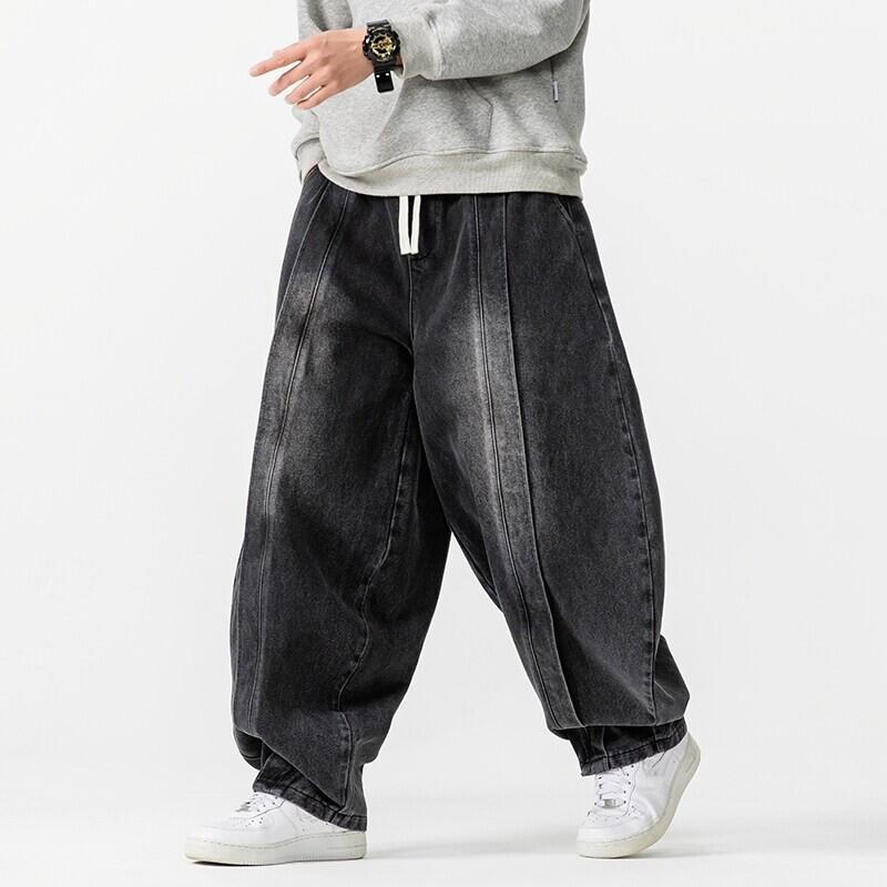 Spring Autumn Men's Vintage Jeans Loose Harem Wide Leg Pants Hip Hop Straight Denim Pants Men Casual Streetwear Denim Trouser