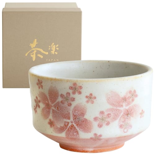 Dolce duo Matcha Bowl, Mai Sakura Design, Mino Ware, Made in Japan, 11cm Diameter, Approx. 420ml, Boxed, Perfect for the Tea Ceremony, MW-1854