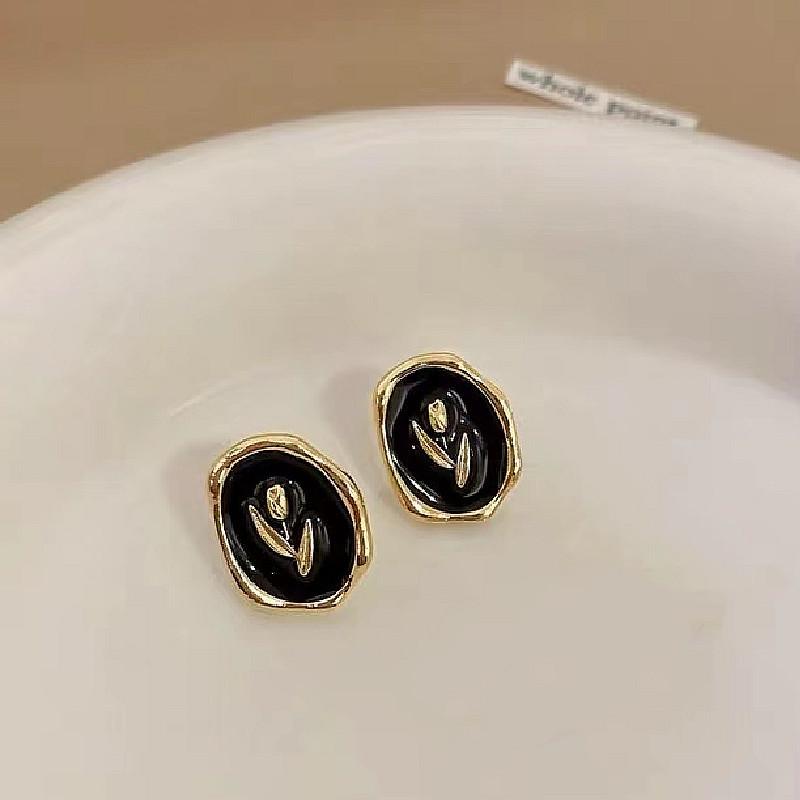 S925 Sterling Silver Rose Flower Stud Earrings - French Retro Hong Kong Style