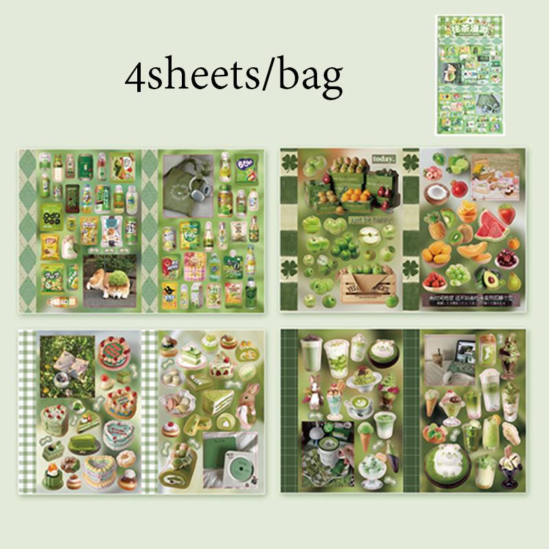 4sheets/bag Sticker Pack Korean Kawaii Food Stickers Scrapbooking Stationery DIY Handbook For Phone Case Notebook Decoration