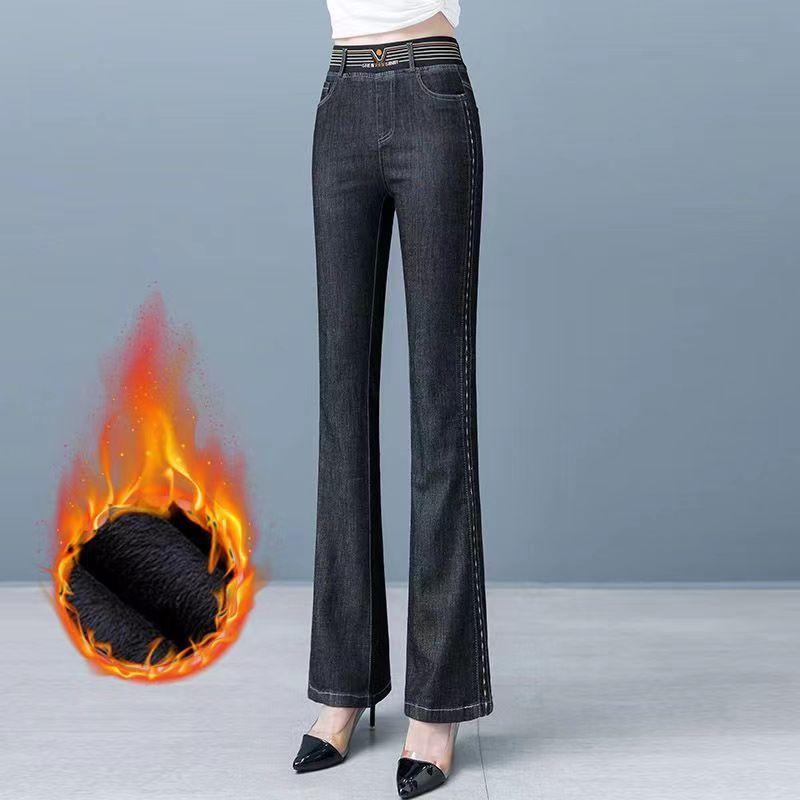 Ladies High Waist Trumpet Denim Trousers Female Straight Tube Jeans Pantalons Autumn Winter Women Large Size 4XL Cowboy Pants