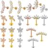 Krystalová květina Tragus Piercing Náušnice Plochá 16G Křížový Chrupavka Piercing Stud Helix Šperk Conch Rook Lobe Náušnice Labret Stud