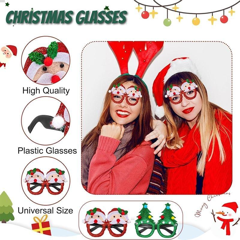 Christmas Novelty Party Glasses, Fun Xmas Eyewear Photo Props, Party Accessories for Family, Christmas Decor & Holiday Gift for Adults & Kids