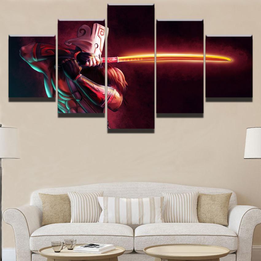 

5 Panel Game 2 DotA Juggernaut Modular Canvas Posters Wall Art Pictures Paintings Accessories Home Decor Living Room Decoration 20x35 20x45 20x55cm