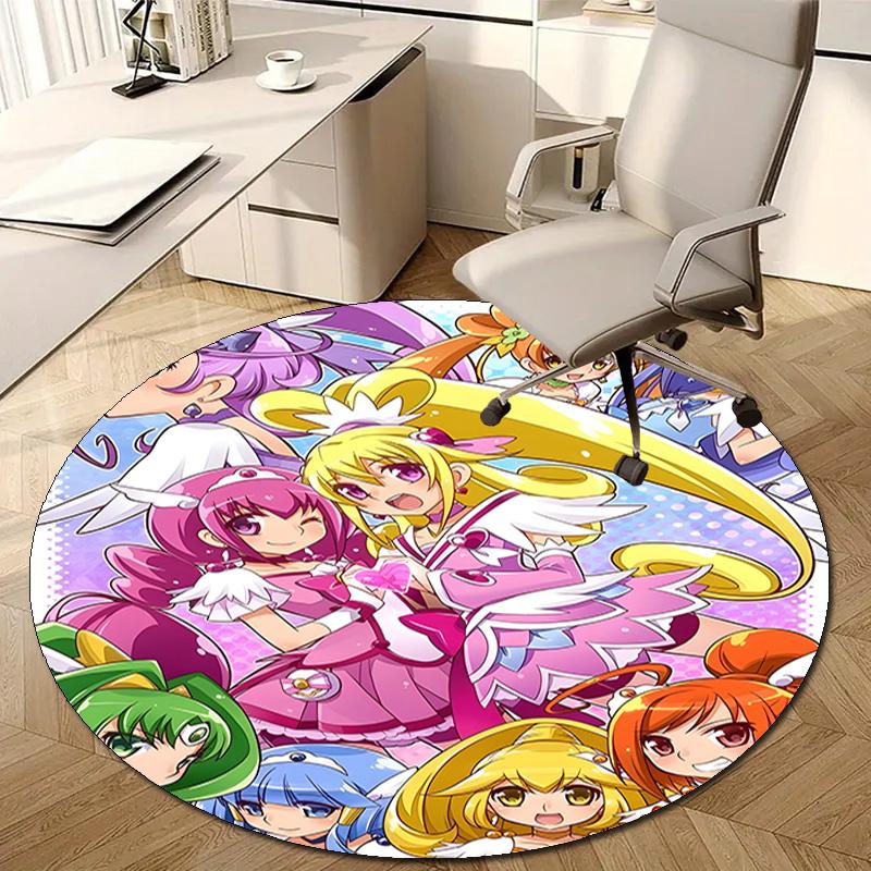 1pc Pretty Cure1 Design Printed Area Round Carpet for Bedroom Living Room Home Decor Rugs Mat Non Slip Mat Rug for Bedside