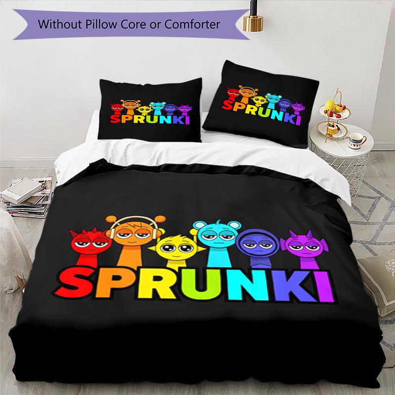 3pcs Sprunki Bedding Set Duvet Cover Closure Includes 1 Duvet Cover & 2 Pillowcases, Soft and Comfortable for All Seasons.