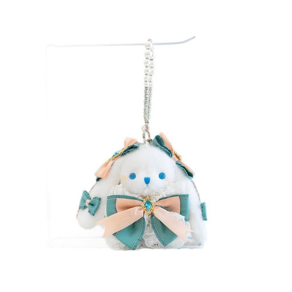 Cartoon Plush Rabbit Keychain Princess Pearl Dress Drooping Ear Rabbit Pendant  Girl's Toy