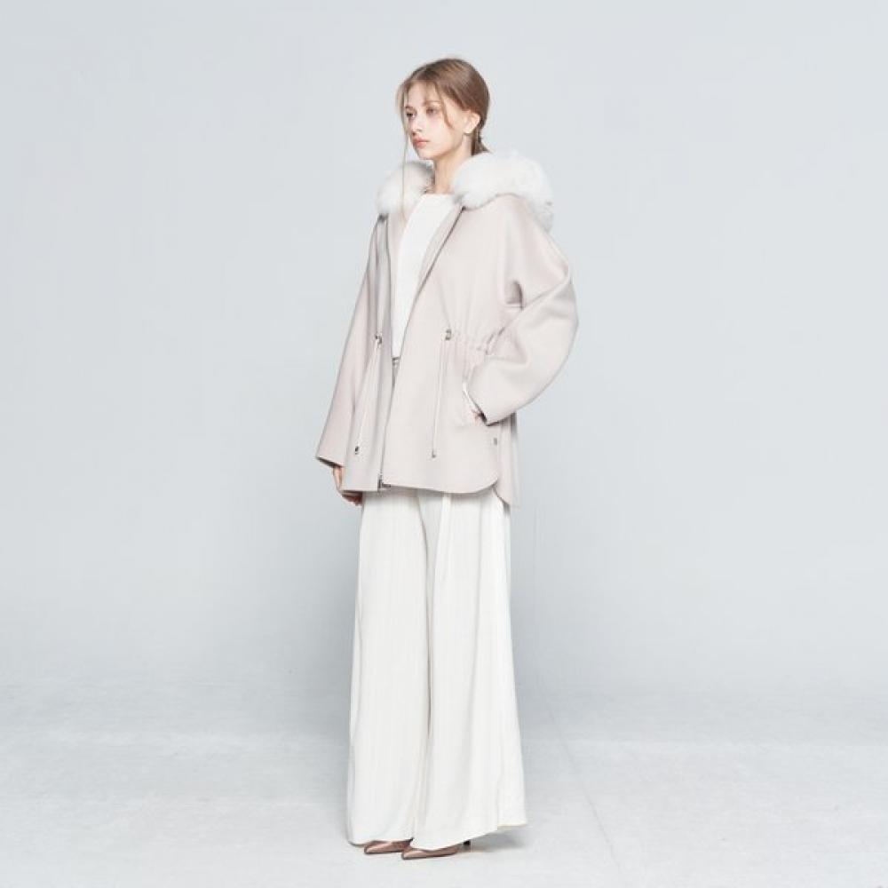 Sabatier Jachetă Pelerină din Lână cu Guler de Blană de Vulpe J22490ss