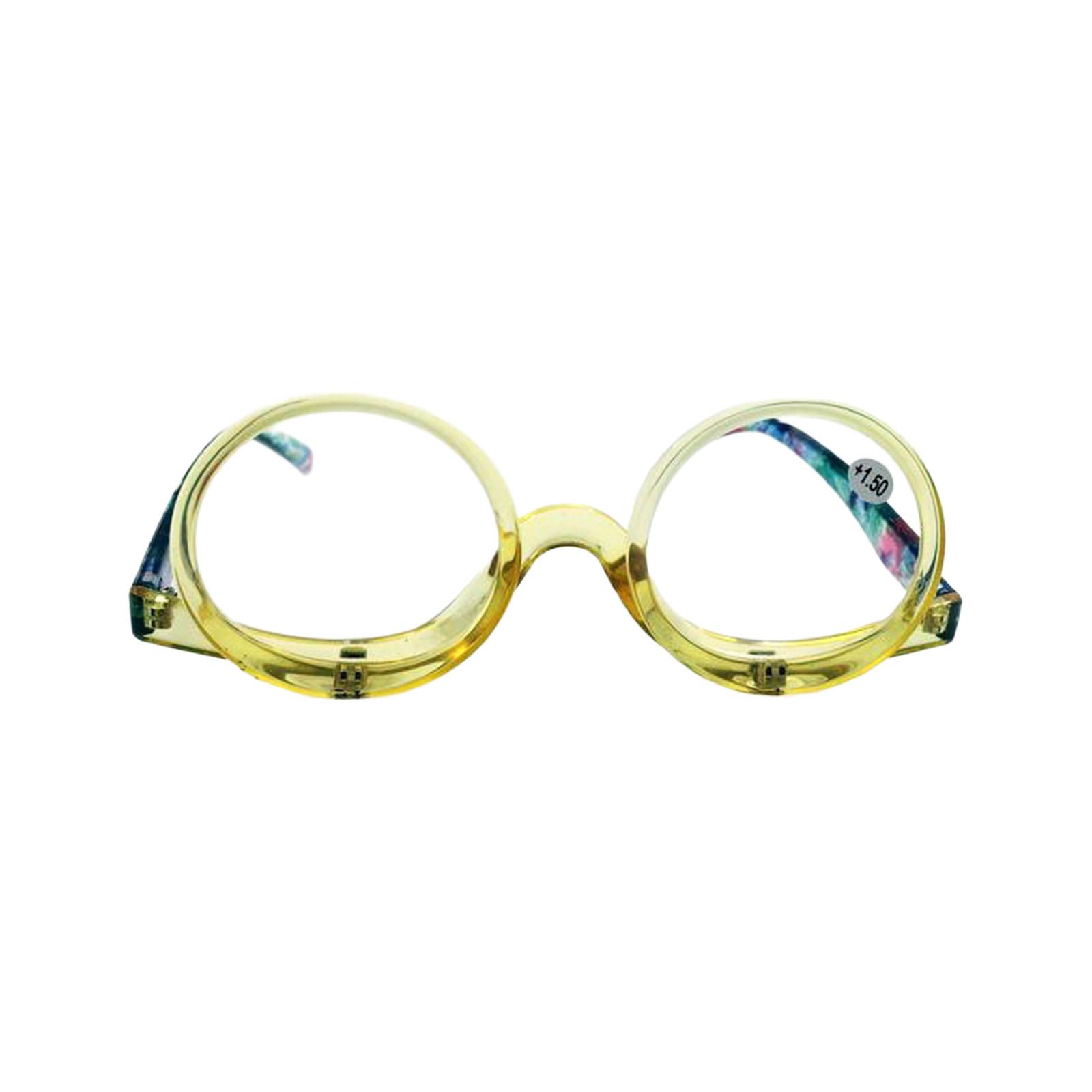 

Makeup Reading Glasses For Women Cosmetic Readers Flip Up Double Lens Magnifying Eyeglasses One Size жовтий