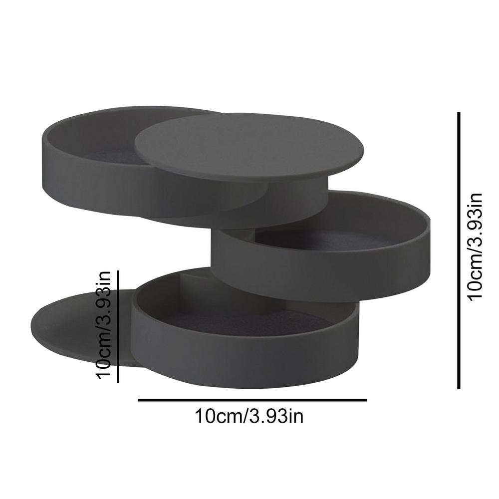 

4 Layers Jewelry Box 4-Layer Rotating Jewelry Organizer With Lid Hair Accessories Storage Earring Holder For Bracelets Rings чорний