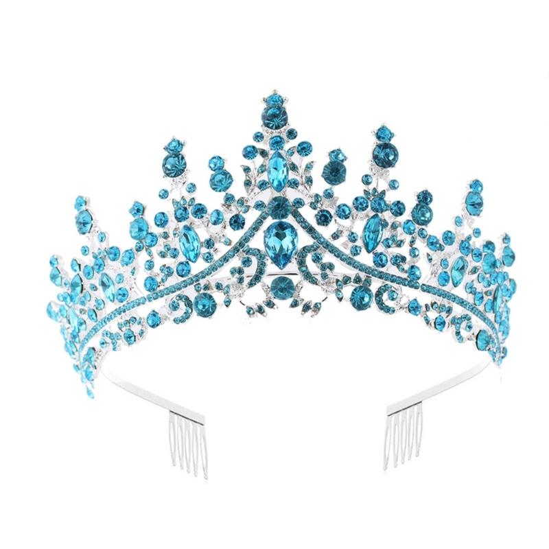 Sparkling Rhinestones Bridal Crowns with Secure Hair Comb Grip Wedding Headpiece For Bride Ceremony and Photography Props