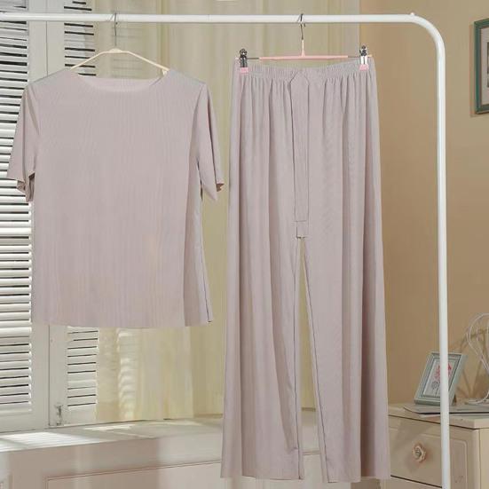 Ropa de descanso para mujer, cintura elástica a la moda, ropa de descanso para mujer de secado rápido, Top de tipo fino de Color sólido, pantalones, conjunto de ropa de dormir
