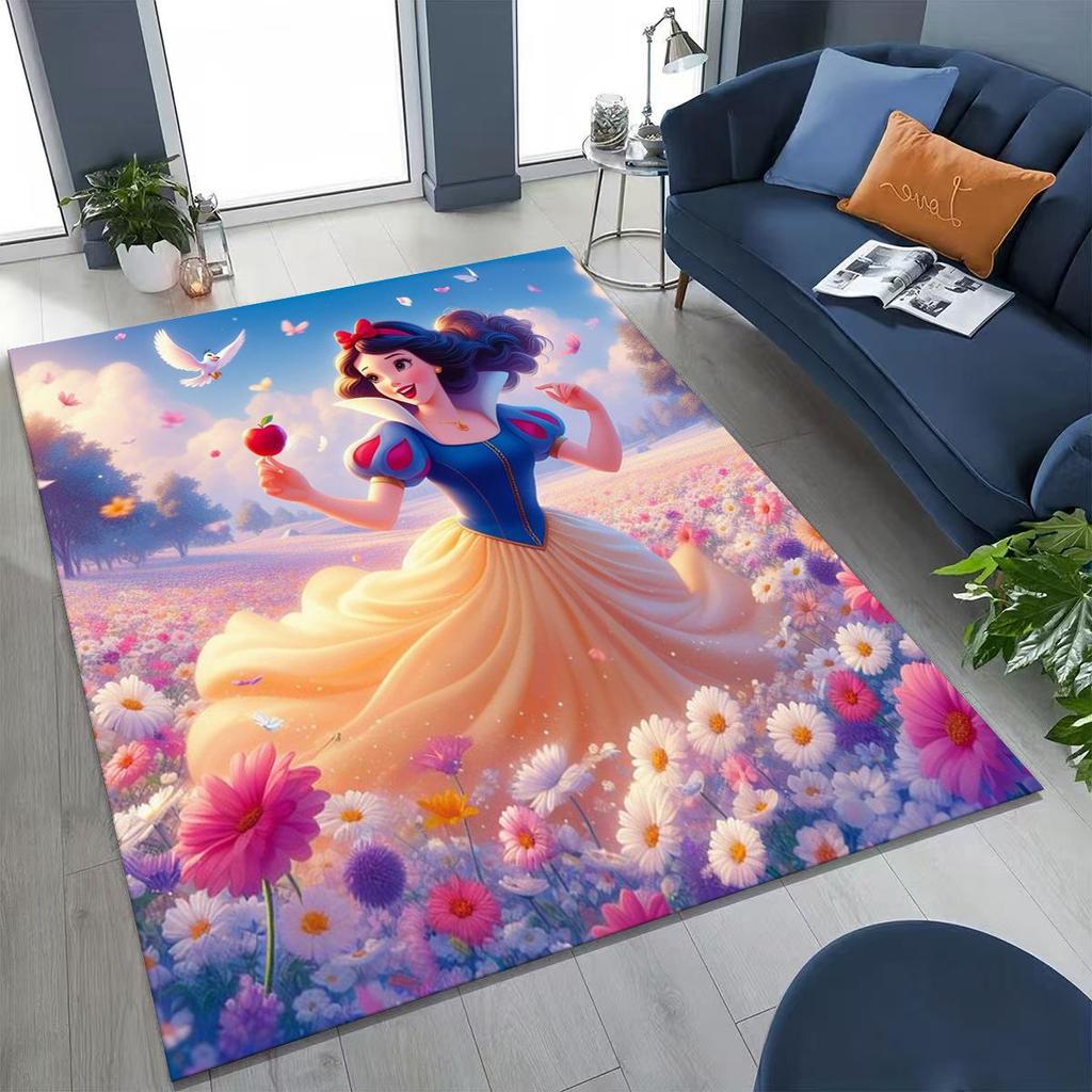 Snow White Princess Cartoon Fairy Tales Rug for Bedroom Living Room Sofa Home Doormat Decor, Large Kids Play Non-slip Floor Mat