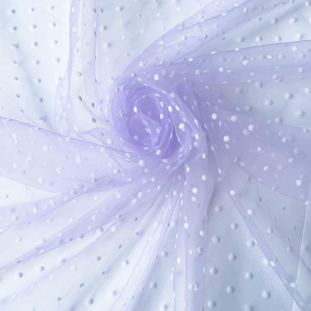 Flocked Polka Dot Tulle Fabric White & Khaki Polyester Stretch 155cm Width for Puff Skirt Clothes Sewing DIY Wedding Decoration