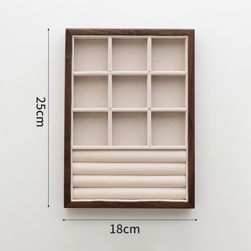 Counter Jewelry Display Tray Large Capacity Ring Earrings Display Trays Showcase Wooden Women's Jewelry Organizer Displays Props