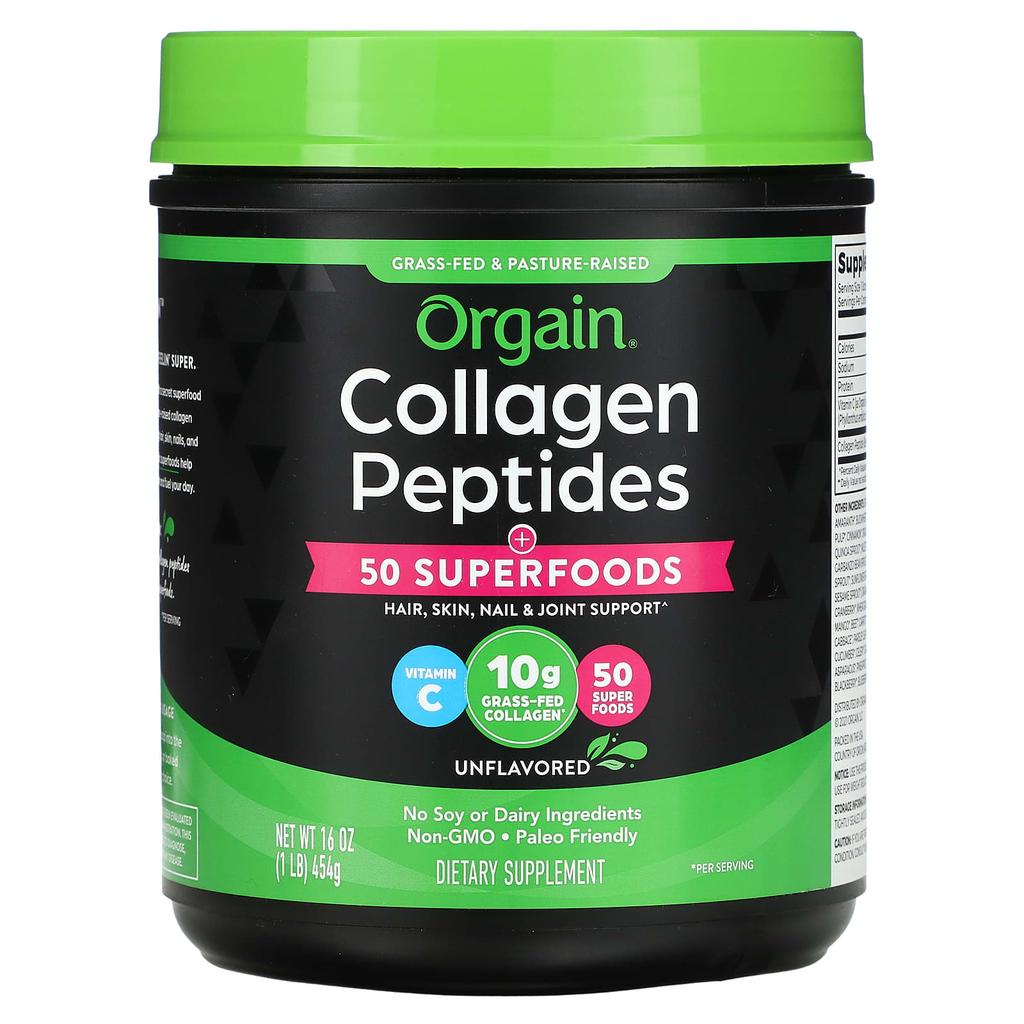 Collagen Peptides, with 50 Superfoods, Unflavored, 454G (1Lb)