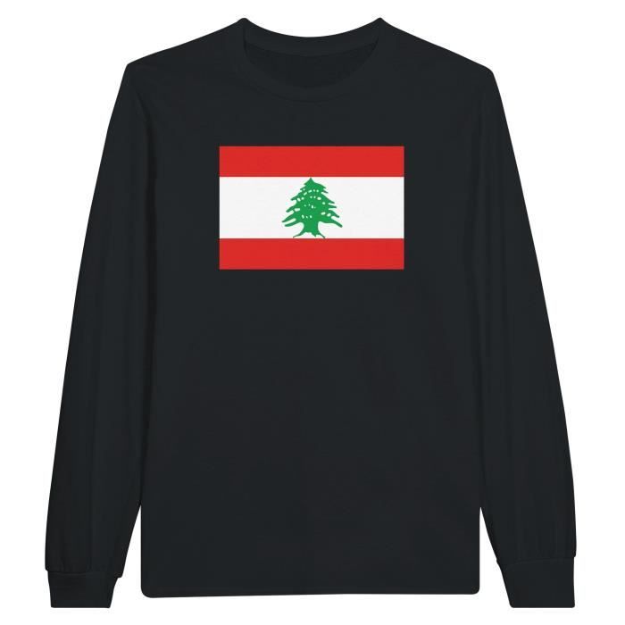 T-shirt À Manches Longues - PIXELFORMA - Drapeau Du Liban - 100% Coton - Manches Longues - Coupe Régulière