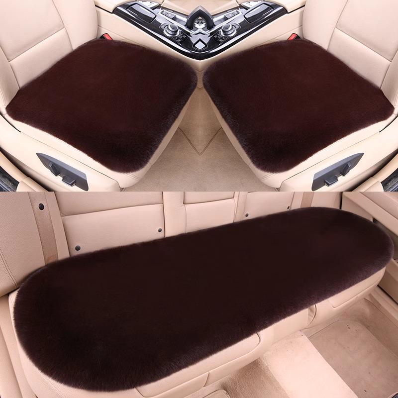 Universal Plush Car Seat Cushion - Thick, Warm, Non-Slip Rabbit Hair for Autumn & Winter