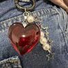 Elegant Heart Key Rings Bag Decoration Alloy Keychain Jewelry for Bags Car Keys