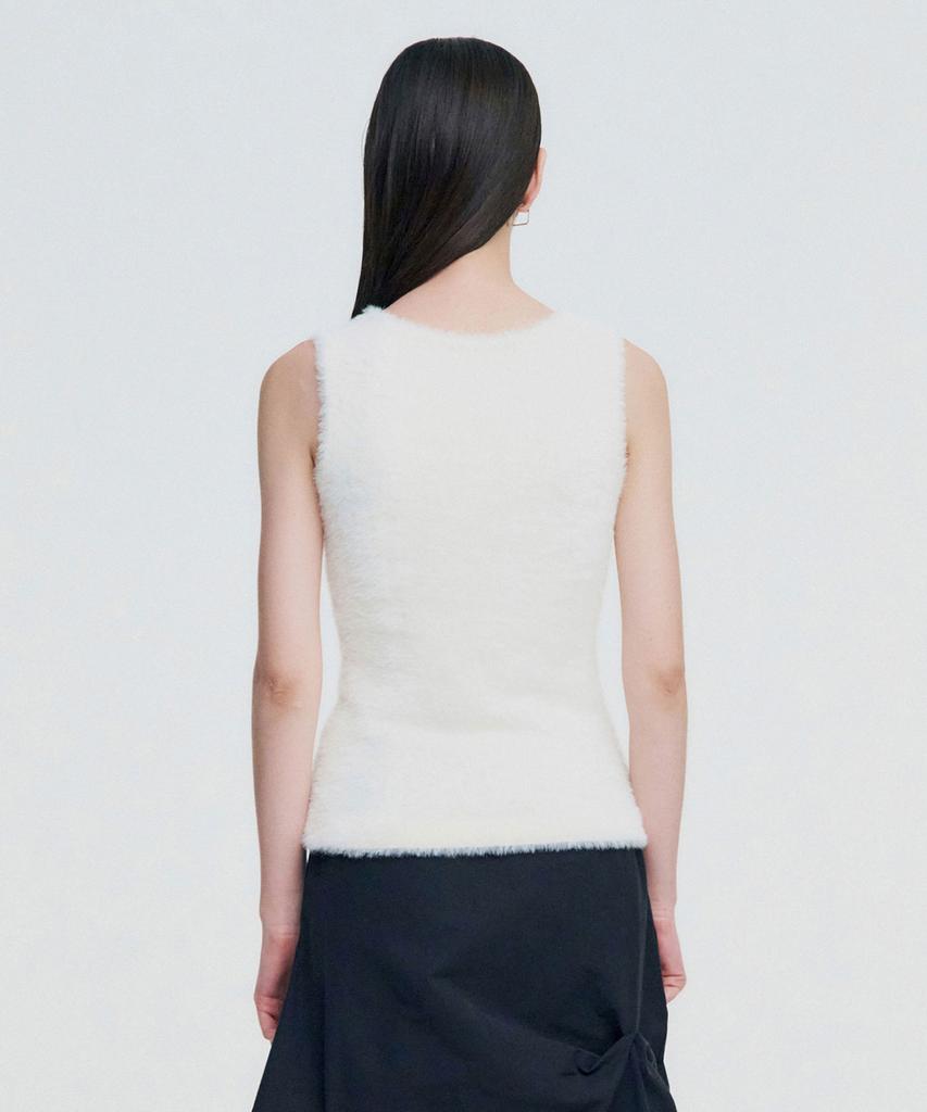 Kimjisu Elemental Motif Furry Knit Top _ Ivory